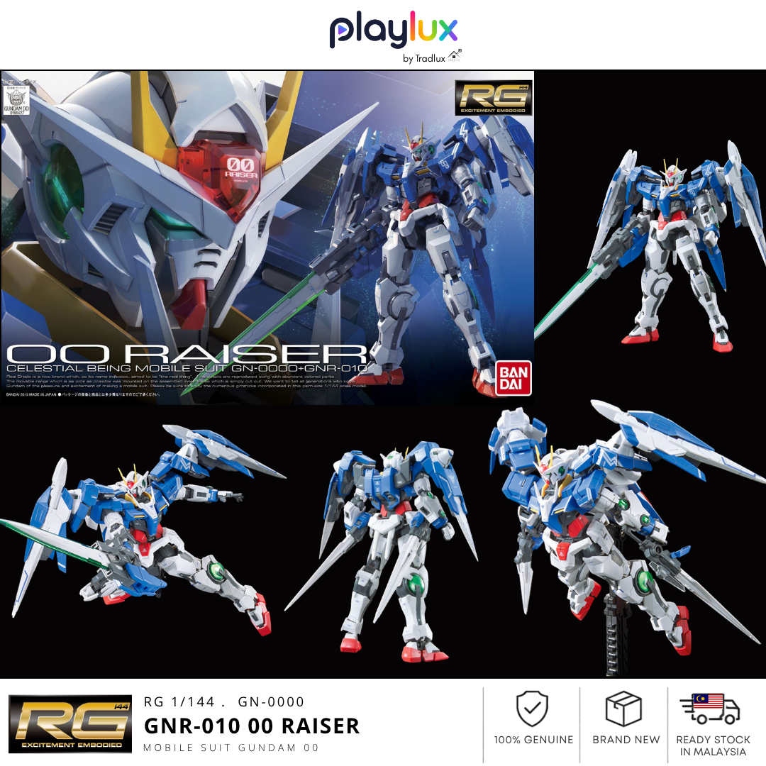 Bandai Gundam RG 1/144 GN-0000 + GNR-010 00 Raiser – Gunpla Model Kit
